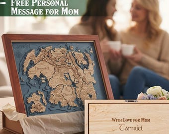 Wooden 3D Imperial Realm Map - Personalised Mothers day gift for gamer - Unique gamer gifts for mom gamer