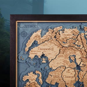 Wooden 3D Imperial Realm Map - Fantasy game room decor - Custom fantasy map of the game world