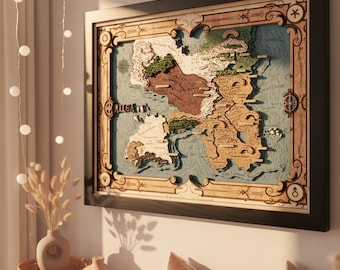 Erilea 3D Wood Map - Personalized TOG - TOG Inspired new apartment gift - Unique BookTok apartment decor with Terrasen painting