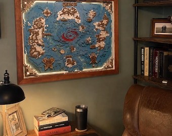 Fantasy apartment decor inspired by Kalimdor, Fantasy gaming wooden lamp with Eastern Kingdoms