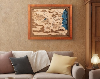 Land Beyond The Wardrobe 3D Wood Map - Hausewarming 5th Anniversary gift - Wooden wall art for couples