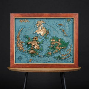 Lifestream Nexus 3D Wood Map - Perfect cadeau voor gamers - Gepersonaliseerde lasergegraveerde kaart