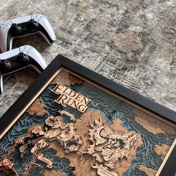 Elden Realms 3D Wood Map - Legendary custom Lands Between map - Unique video game art