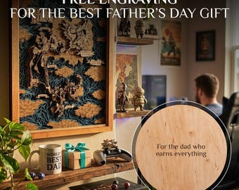 Elden Realms 3D Wood Map - Dark fantasy decor for gamer dads, Free engraving Fathers day gift