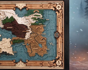 Erilea 3D Wood Map - 5th anniversary gift with personalisation - Unique wood anniversary gift for Maasverse fan