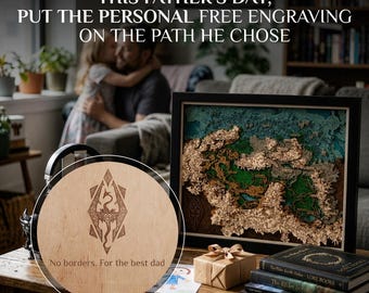 Realm of the Nords 3D Wall Map - Wood anniversary gift with free engraving, Fathers day wall decor
