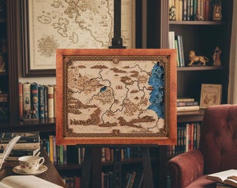 Land Beyond The Wardrobe Wall Art - 3D Wooden map decor - Reader gift that inspires
