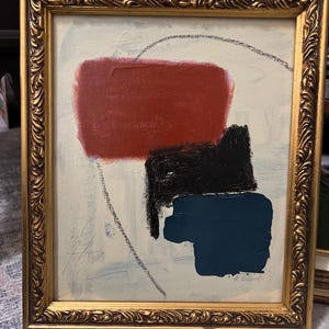 Original abstract painting in vintage frame, Antique Art Decor, Original Handmade Wall Art, Ready to Hang Framed Art, Interior Design Decor