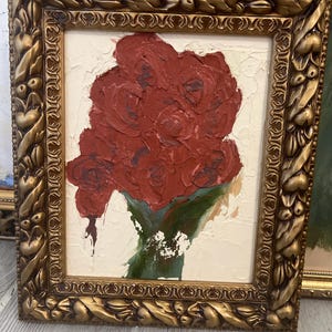 Abstract original floral painting in vintage frame, Antique Art Decor, Original Handmade Wall Art, Flower Framed Art, Interior Design