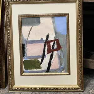 Original abstract painting in vintage frame, Antique Art Decor, Original Handmade Wall Art, Ready to Hang Framed Art,