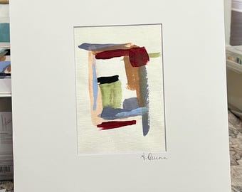 Original konst, passepartout, abstrakt målning, redo att ramas in till en 11x14