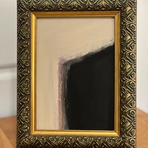 Framed Abstract Painting: Antique Art Decor, Neutral Colors, Original Artwork, Small Art
