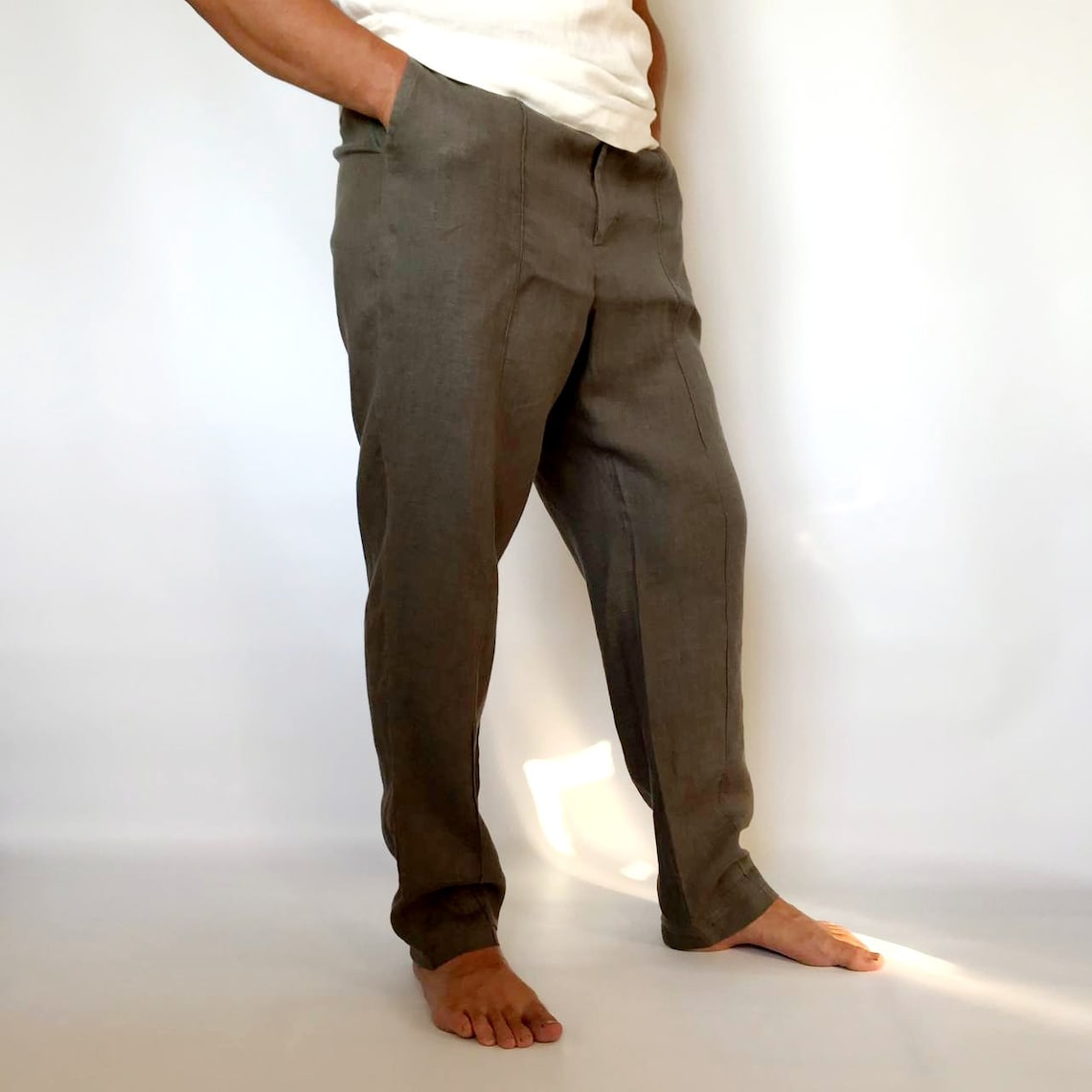 Elegantes pantalones de lino para hombre pantalones Etsy
