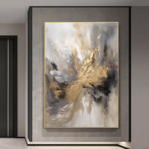 Original Beige Gold Abstract Painting Gold Minimalist Art Handmade Beige Wabi Sabi Art Black And Beige Abstract Acrylic Painting Gold Art