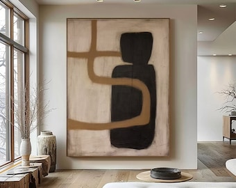 Beige 3D Textured Wall Art Beige Minimalist Painting Neutral Plaster Painting Wabi Sabi Wall Art Beige Boho Painting Modern Minimalist Art