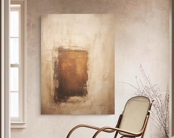 Beige Brown Minimalist Abstract Painting Black And Brown Minimalist Wall Art Large Original Abstract Painting Neutral Brown Minimalist Art