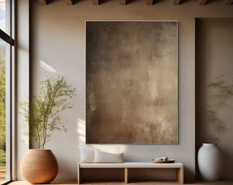 Beige Wabi-Sabi Painting Beige Brown Abstract Painting Medieval Brown Oil Painting Beige Minimalist Wall Decor Brown Beige Canvas Wall Art