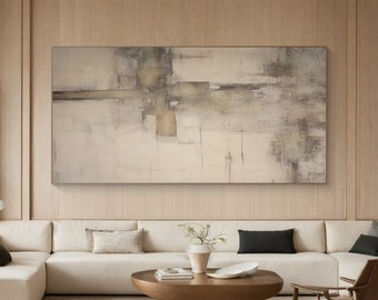 Large Neutral Beige Abstract Painting Beige Gray Abstract Landscape Painting Beige Abstract Art Original Beige Abstract Painting Wall Decor