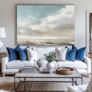 Large Original Sea Abstract  Painting Abstract Beach Oil Painting White Waves Texture Painting  Large Sky And Sea Painting Living Room Decor