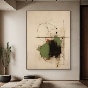 Beige and Green Abstract Canvas Painting Beige Green Wabi-Sabi Wall Art Beige Green Texture Painting  Minimalist Wall Art Neutral Wall Decor