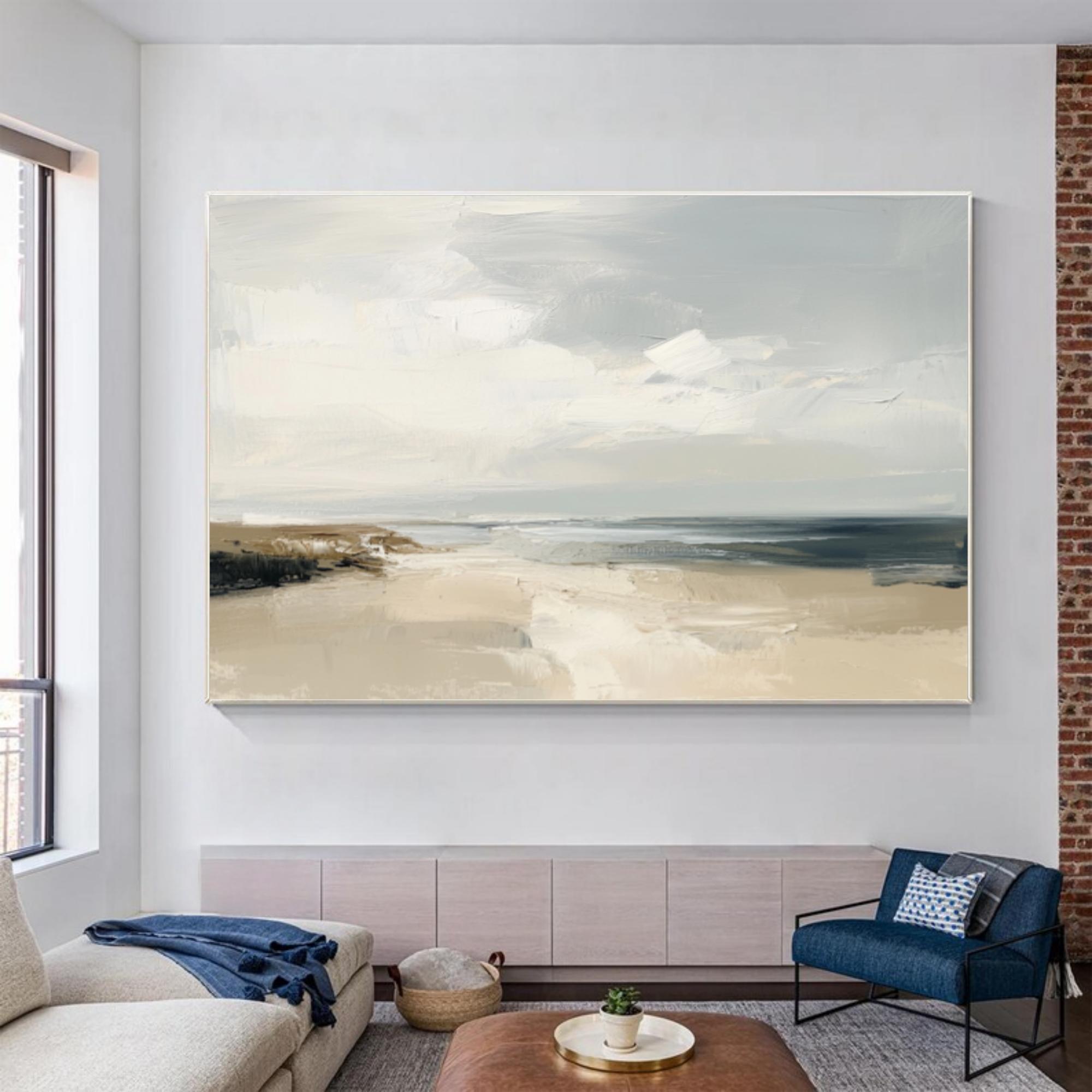 Large Blue Ocean Abstract Painting: Sky Seascape Canvas Wall Art - Etsy