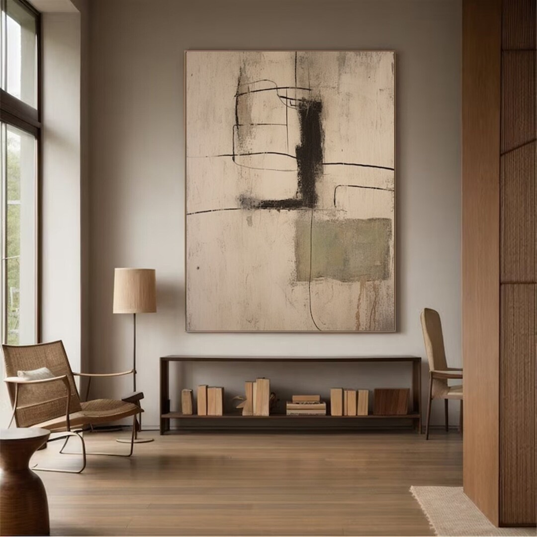 Beige Abstract Texture Painting Minimalist Abstract Painting Large ...