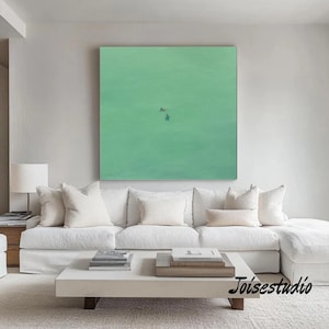 Swiming into the sea green ocean painting vintage retro painting green minimalist painting landscape painting holiday style wall art