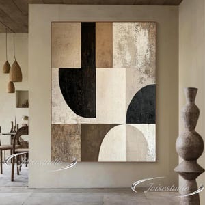 Extra Large Beige & Brown Abstract Painting On Canvas, Minimalist Brown Abstract Art, Original Canvas Art, Sofa Wall Art, Living Room Decor