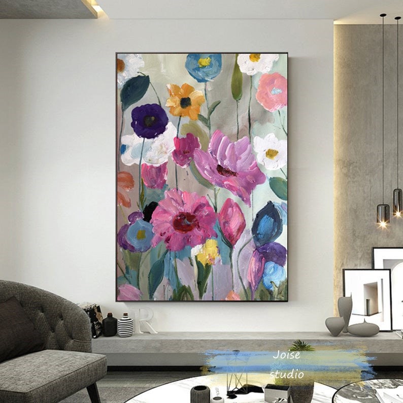 Large abstract flower painting Abstract plant painting floral | Etsy