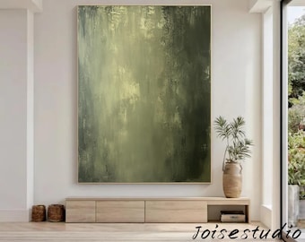 Green minimalism painting green wall art green canvas painting green abstract art