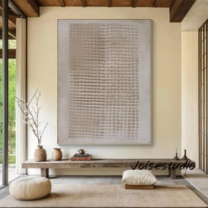 Pure Beige 3D Textured Wall Art Beige Plaster Painting on Canvas Wabi Sabi Wall Art Modern Minimalist Painting Large Neutral Wall Decor
