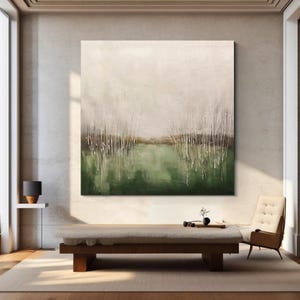 Large Green Texture Painting  Green Beige Texture Painting Green Minimalist Wall Art Green Oil Painting Beige Wabi-Sabi Wall Art Beige Wall