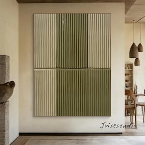 Large green abstract painting,Green 3D texture art,Knife painting texture art,modern minimalist art,Sofa wall art,Original abstract painting