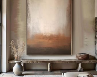 Brown Abstract Texture Painting: Wabi Sabi Canvas Wall Art