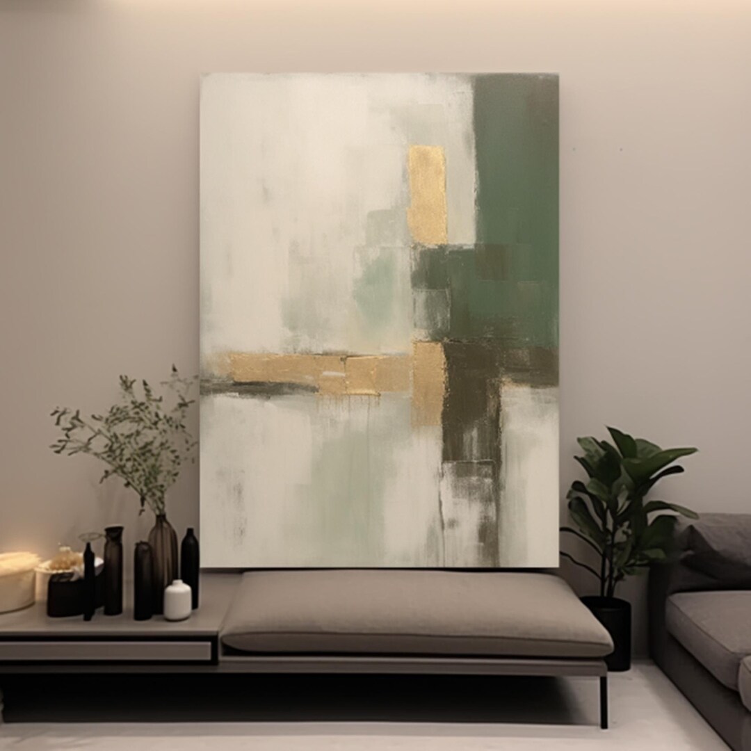 Large Green Texture Painting Original Green Texture Painting Green