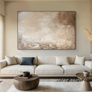 Large Minimalist Brown Wall Art Original Brown Painting Abstract Modern Textured Wall Art Beige Minimalist Canvas painting Pastel Room Decor
