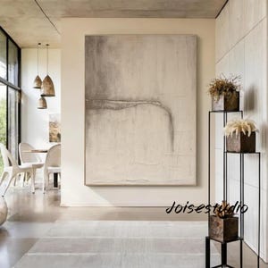 Beige 3D Textured Wall Art Boho Minimalist Painting Earth Tone Abstract Art Neutral Wabi Sabi Wall Art Large 3D Plaster Painting on Canvas