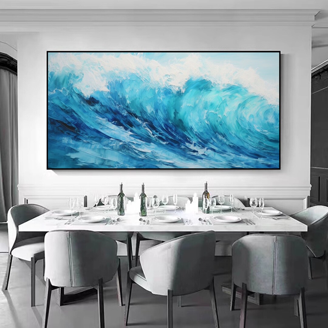 Large Original Seascape Oil Painting on Canvas Abstract Ocean Wall Art ...