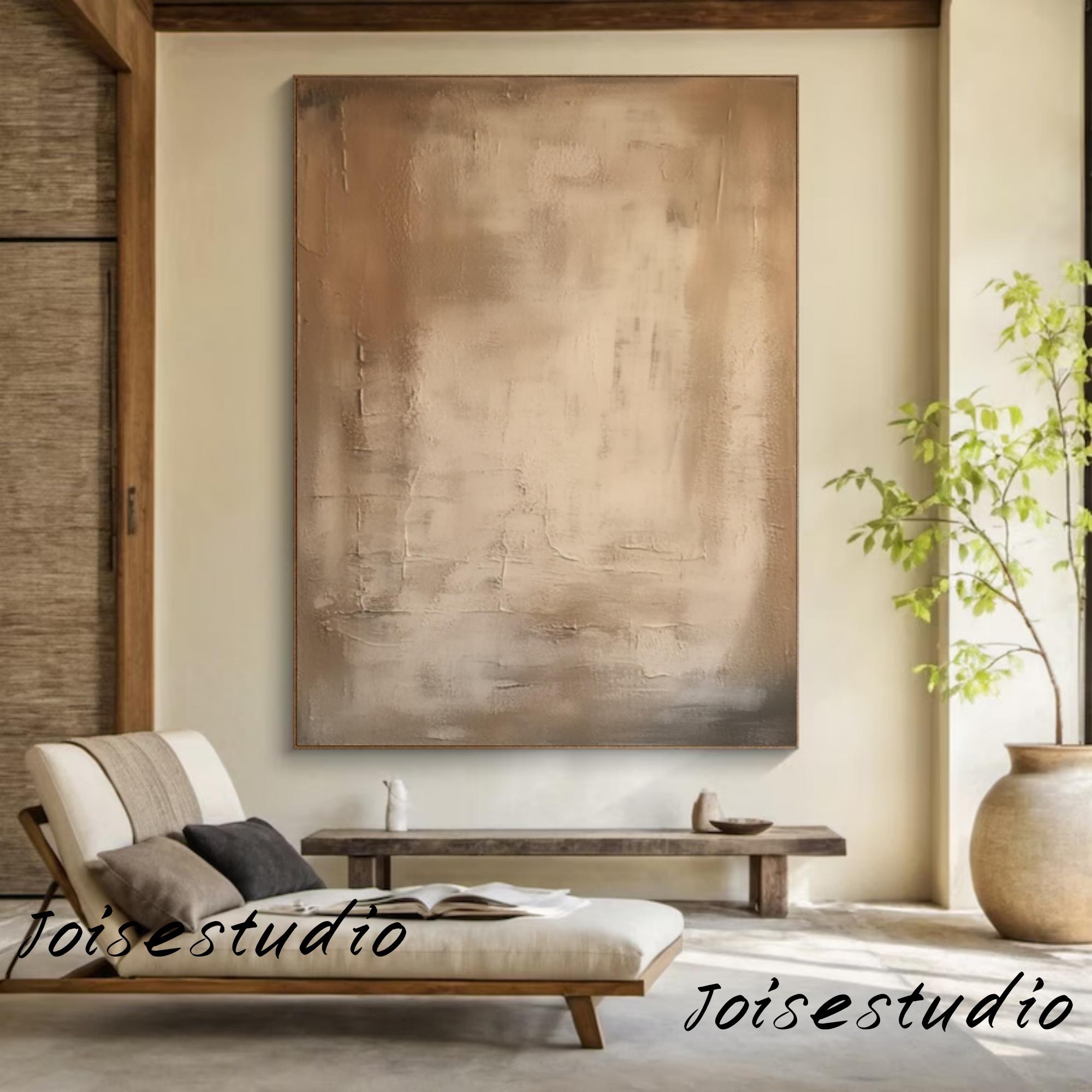 Beige 3D Textured Plaster Painting: Minimalist Wabi Sabi Wall Art - Etsy