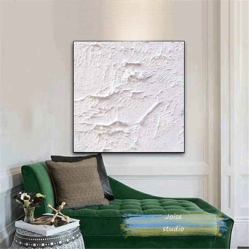 Large Abstract White Painting Original Handmade Heavy Texture Etsy