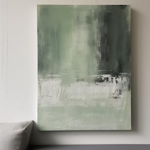 Wabi Sabi Wall Art Green Abstract Wall Art Green Texture Painting on Canvas Green Beige Abstract Minimalist Painting Neutral Wall Art Decor