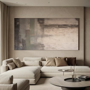 Large Beige Abstract Painting Nordic Abstract Painting Living Room Abstract Painting Boho Abstract Wall Art Beige Minimalist Textured Art image 7