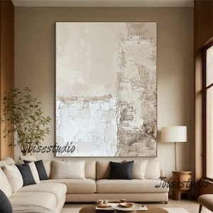 Beige 3D Textured Wall Art Beige Minimalist Painting Neutral Plaster Painting Wabi Sabi Wall Art Beige Boho Painting Modern Minimalist Art