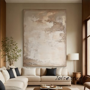 Large Brown Wabi-Sabi Painting Dark Brown Abstract Painting Beige Gray Texture Painting Minimalist Wall Art Texture Canvas Art Wall Decor