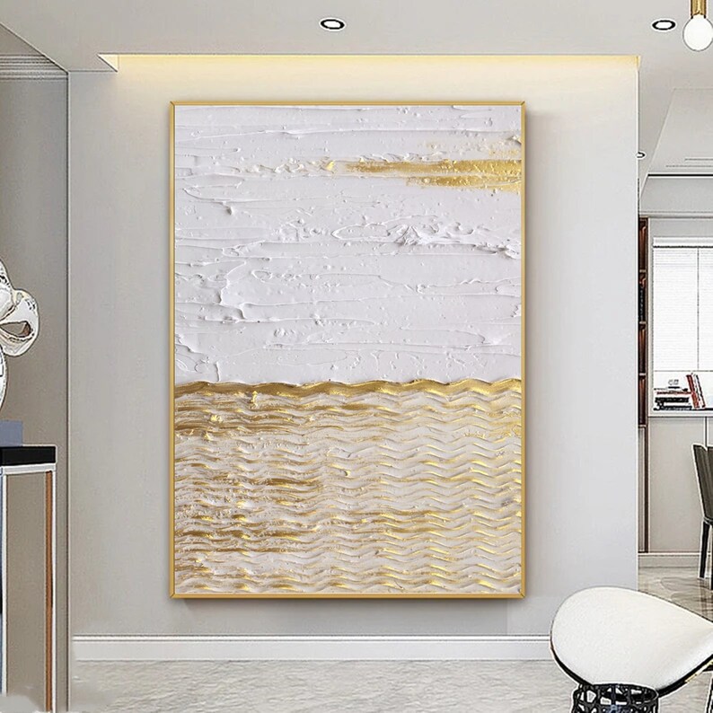 Huge Gold Abstract Painting Large Gold Abstract Painting Etsy
