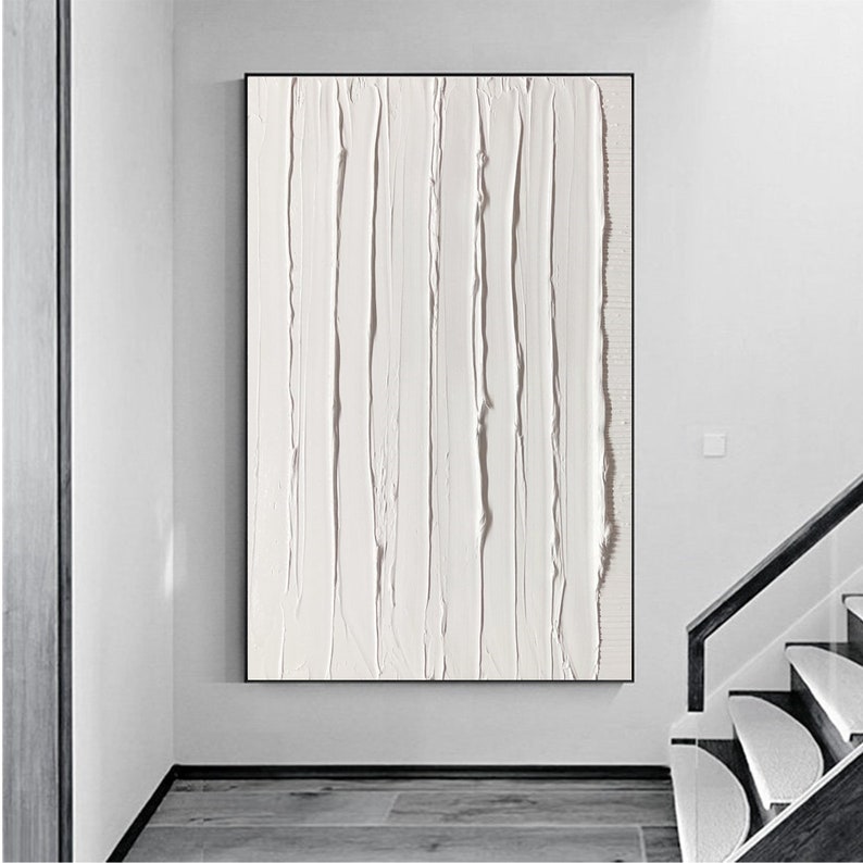 Large Abstract White Painting 3D White Textured Painting Etsy
