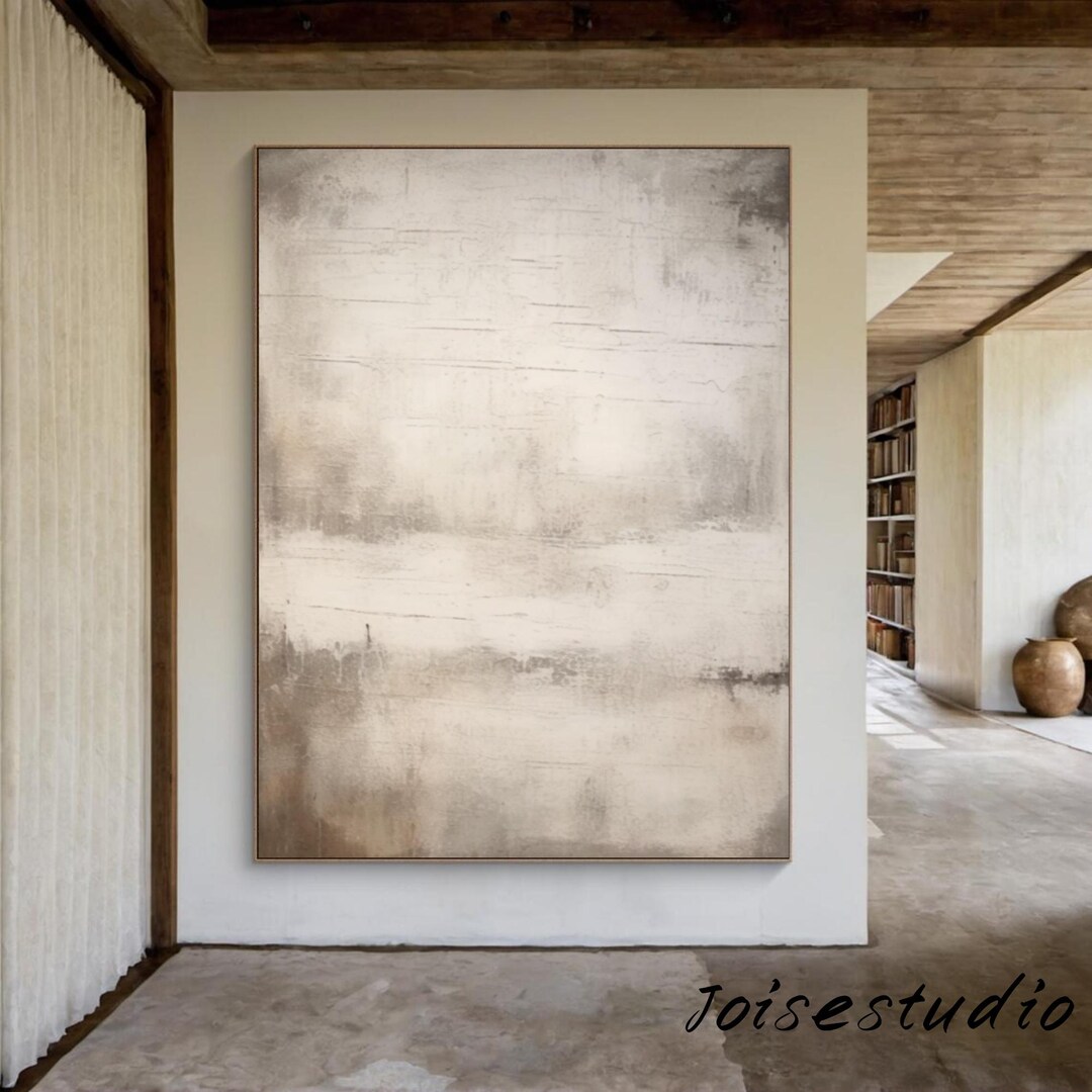 Beige 3D Textured Plaster Painting: Minimalist Wabi Sabi Wall Art - Etsy