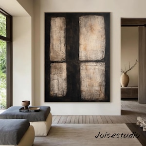 Braune abstrakte Textur Malerei, Wabi Sabi Art, Beige Wand-Dekor