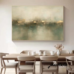 Green and Beige Abstract Wall Art Original Green Texture Painting Large Green and Beige Abstract Art Black Minimalist Decorative Artwork