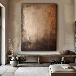 Large Abstract Black Brown Minimalist Wall Art,Wabi-Sabi Wall Art,Original Brown Painting,Large Minimal Canvas Art,Modern Textured Wall Art